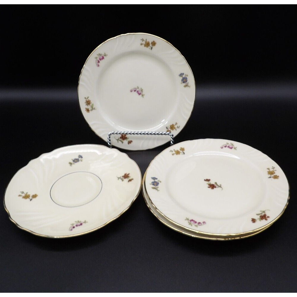 Thomas Ivory Set of 3 Bread Plate and 1 Saucer Porcelain Delicate Floral Bavaria